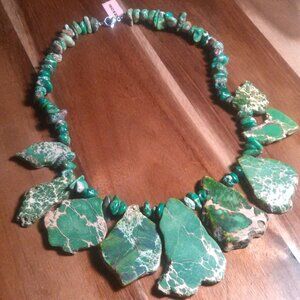 Green Jasper Chips and Pieces Statement Necklace
